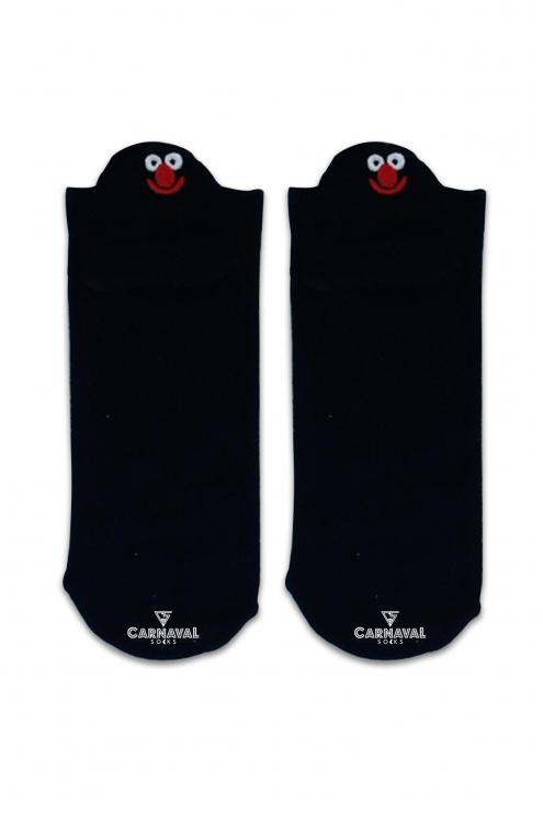 Nakışlı Siyah Emoji Desenli Renkli Çorap
