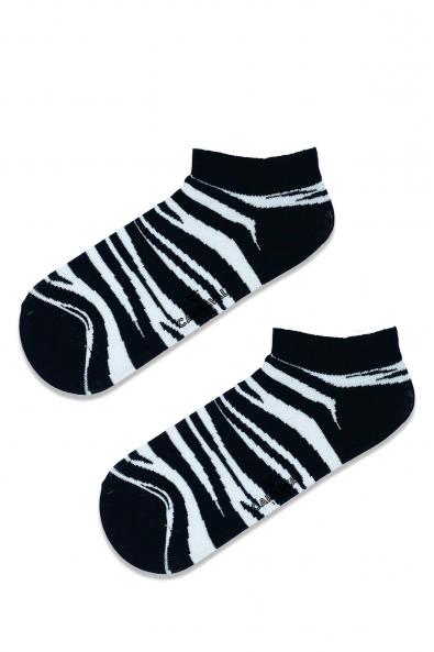 Patik Zebra Desenli Renkli Spor Çorap