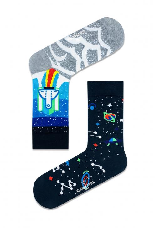 Sağ Sol Uzay Desenli Renkli  Çorap 