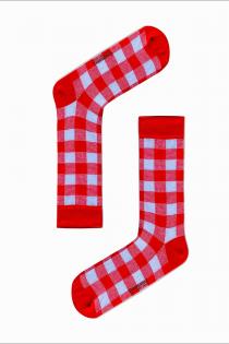 Oduncu Desenli Kırmızı Beyaz Sevgililer Günü Renkli Çorap