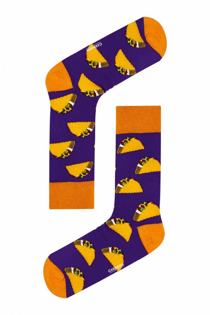 Taco Desenli Renkli Çorap
