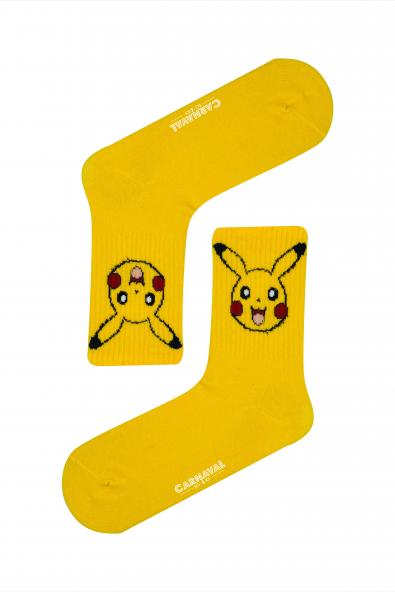 Pikachu Desenli Renkli Spor Çorap