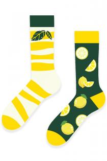 Sağlı Sollu Limon Desenli Renkli Çorap