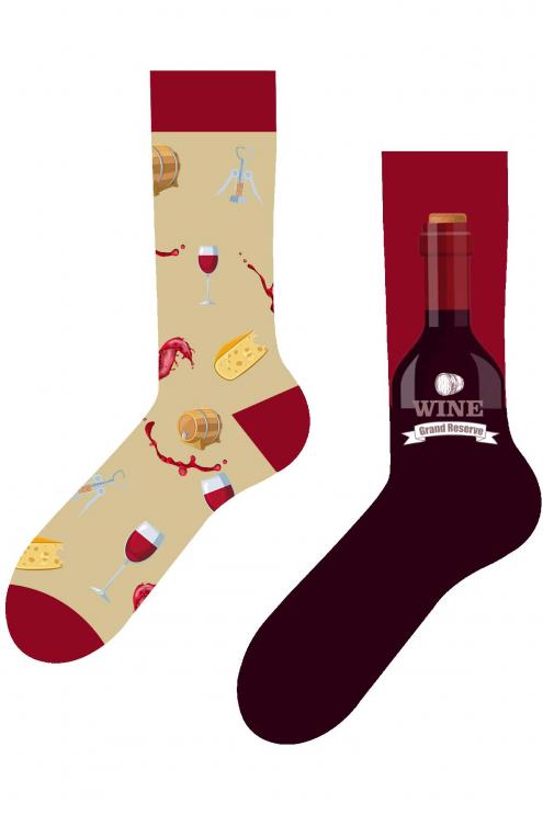 Sağllı Sollu Şarap Desenli Renkli Çorap