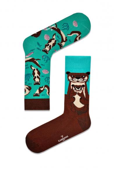 Sağlı Sollu Su Samuru Desenli Renkli Çorap