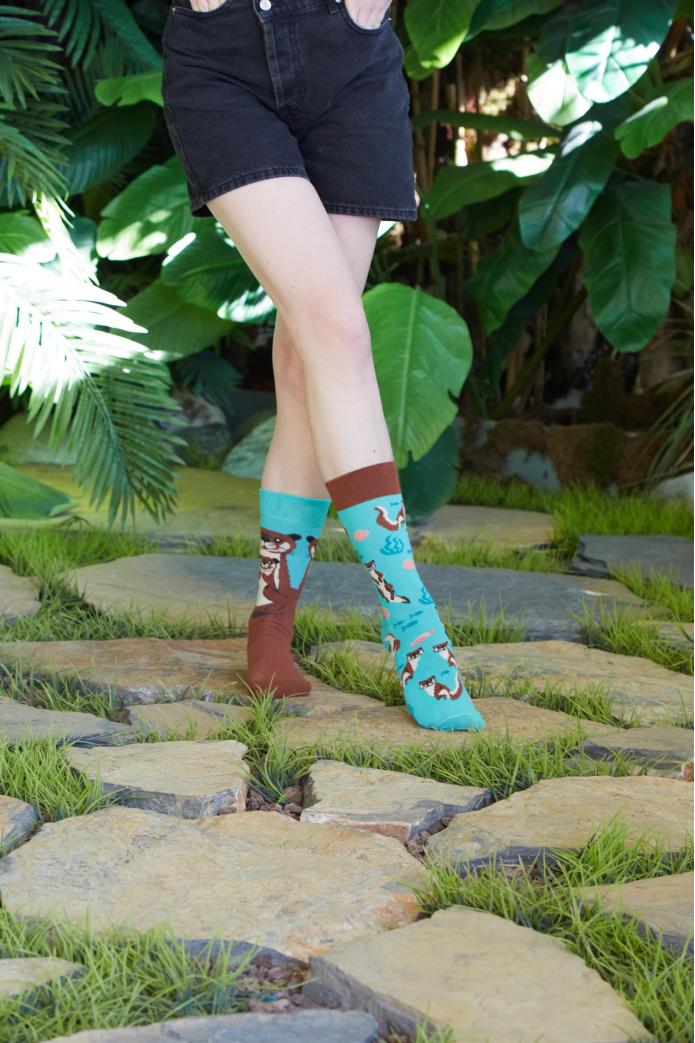Sağlı Sollu Su Samuru Desenli Renkli Çorap