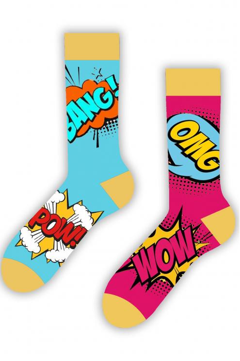 Sağlı Sollu BANG POW Desenli Renkli Çorap