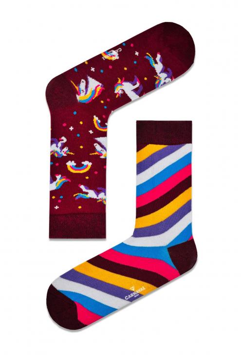Sağlı Sollu Unicorn Desenli Renkli Çorap