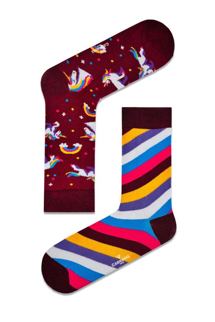 Sağlı Sollu Unicorn Desenli Renkli Çorap