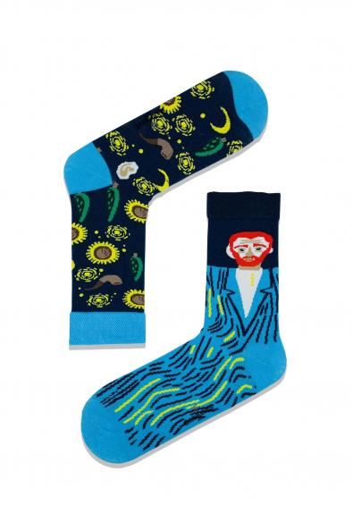 Sağlı Sollu Van Gogh Desenli Renkli Çorap