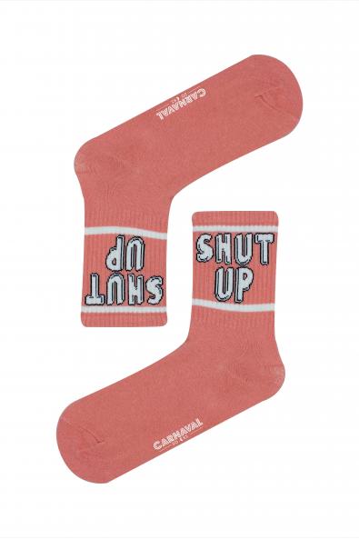 Shut Up Yazılı Desenli Renkli Spor Çorap