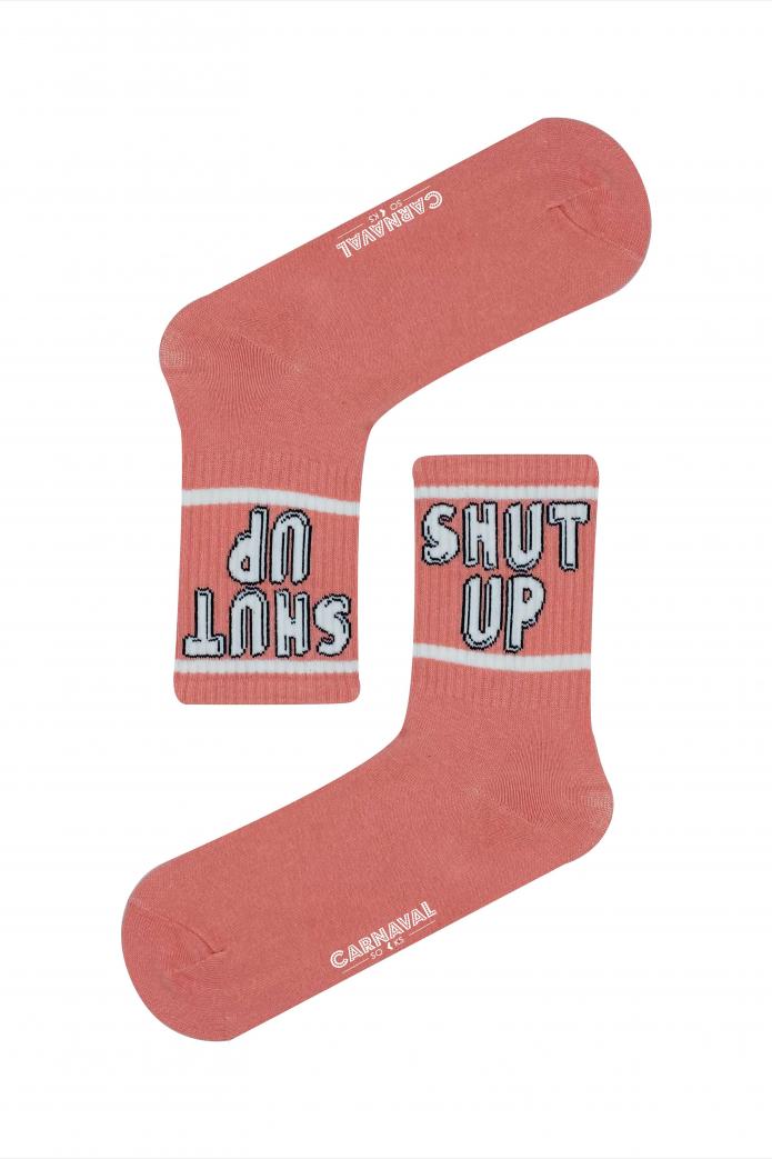 Shut Up Yazılı Desenli Renkli Spor Çorap
