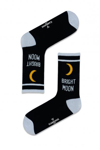 Siyah Beyaz Brıght Moon Desenli Renkli Çorap