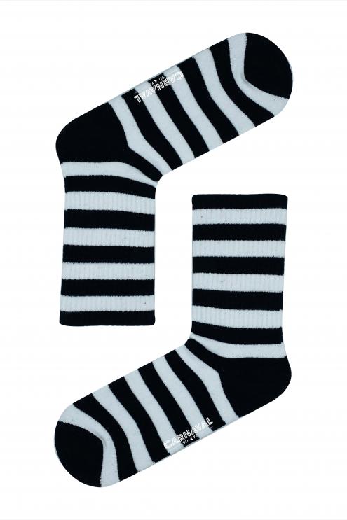 Siyah Beyaz Çemberler  Renkli Spor Çorap