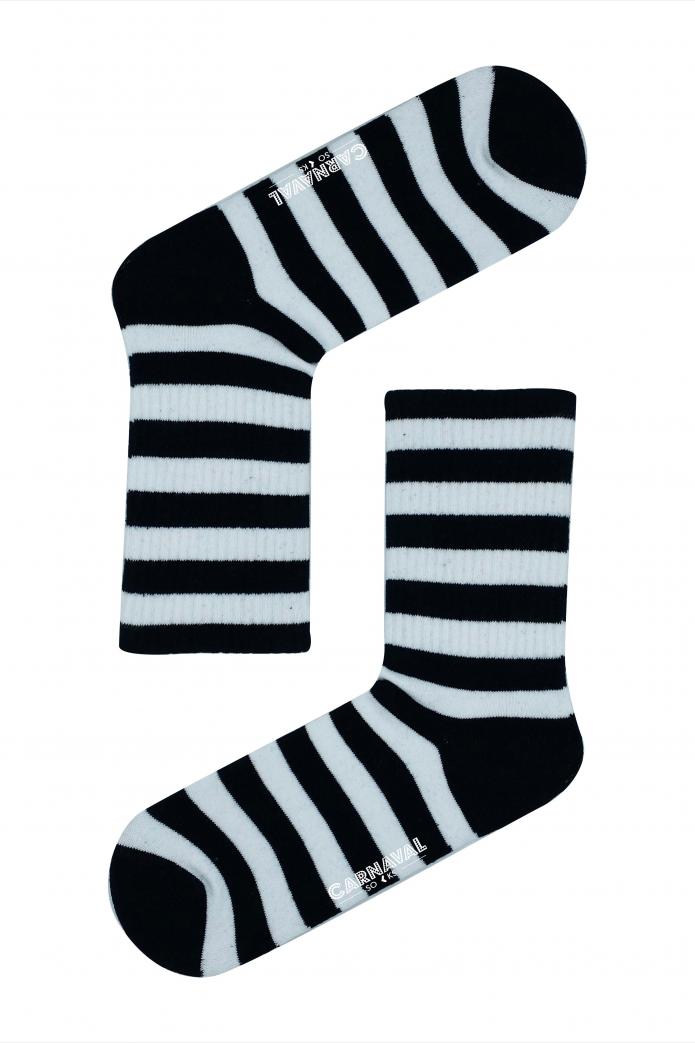 Siyah Beyaz Çemberler  Renkli Spor Çorap