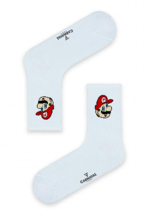  Super Mario Desenli Renkli Spor Çorap