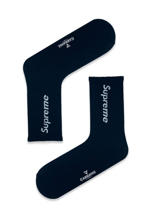 Siyah Yazılı Desenli Renkli Spor Çorap