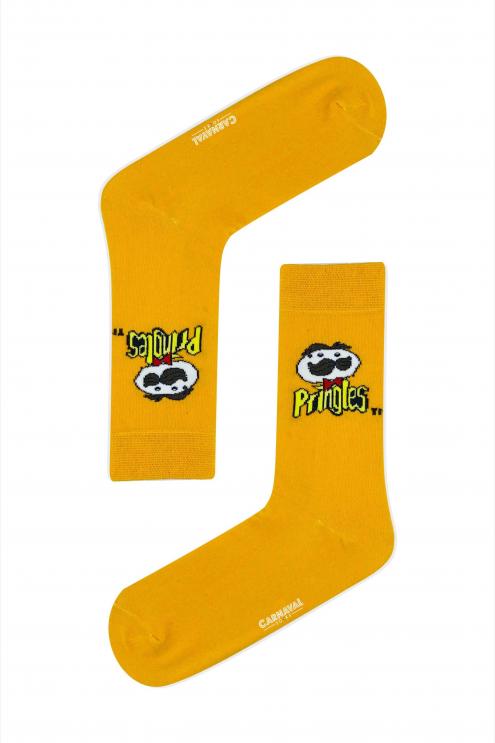 Turuncu Pringles Desenli Renkli Çorap