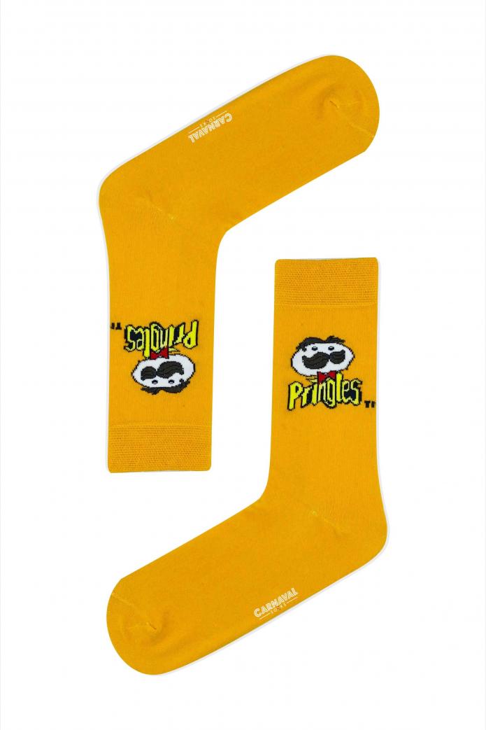 Turuncu Pringles Desenli Renkli Çorap