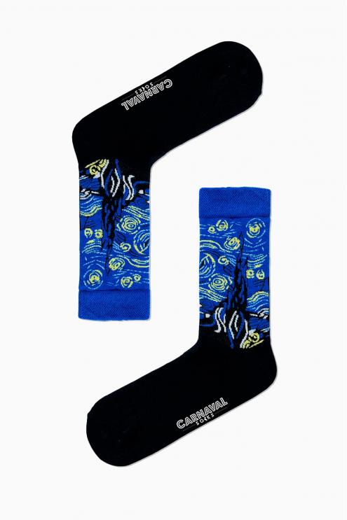 Van Gogh Yıldızlı Geceler Tablo Art Desenli Renkli Çorap