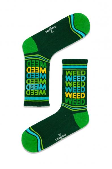 Weed Yazılı Renkli Tenis Çorabı