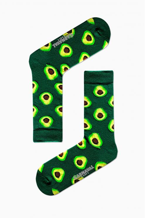 Yeşil Avokado Desenli Renkli Çorap