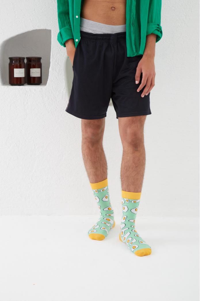 Yeşil Yumurta Desenli Renkli Çorap